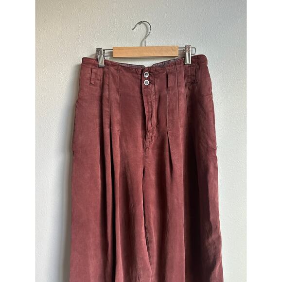 FREE PEOPLE Dwell On Dreams High Waisted Pleated Wide Leg Pants Size 6 - Picture 4 of 9